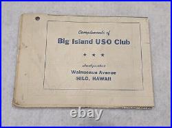 Rare Vintage World War II Big Island USO Club Island of Hawaii Map Hilo Bay Map