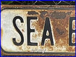 Rare Vtg Sea Breeze Pkwy Big Island Hawaii Porcelain Ocean View Street Sign