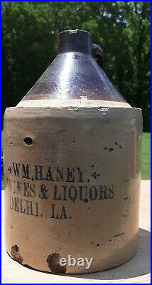 Rare Wm Haney Crock Whiskey Jug African American Big House Louisiana
