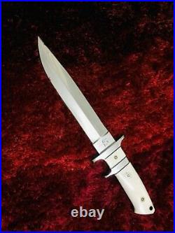 Rare custom hand made loveless style big sub hilt fixed blade knife +leather she