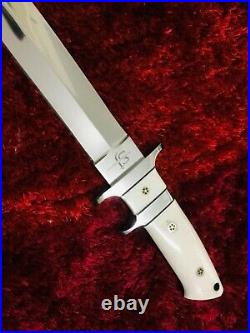 Rare custom hand made loveless style big sub hilt fixed blade knife +leather she