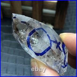 Rare hyaline Herkimer Diamond Crystal gem tip+three Big moving Water Droplet 42g