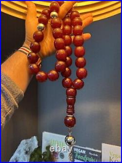 Red Big Rare Bakalit Tesbih Faturan Rosenkranz Ottoman Germany Misbaha Tasbih