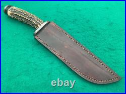 STEKETEE COWBOY STAG, JASPER DAMASCUS rare BIG BOWIE FIGHTER KNIFE