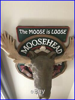 SUPER RARE Moosehead Beer Lager 3-D BIG back bar sign cabin northwoods man cave