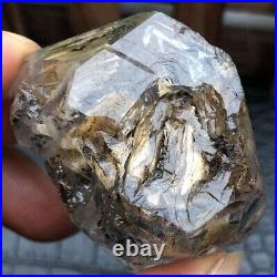 TOP Rare Herkimer Diamond yellow mud Crystal+Two Big mobile Graphite Droplets