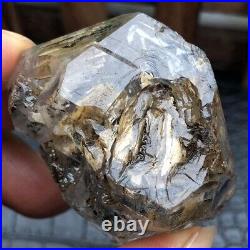 TOP Rare Herkimer Diamond yellow mud Crystal+Two Big mobile Graphite Droplets