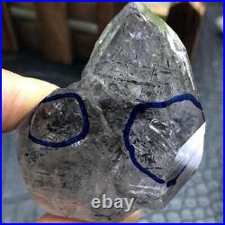 TOP Rare Herkimer diamond gem tip graphite crystal+Two Moving Big Water Droplets