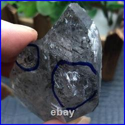 TOP Rare Herkimer diamond gem tip graphite crystal+Two Moving Big Water Droplets