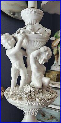 Tall Vintage Casa Pupo Lamp With 2 Cherubs And Ornate Details Rare Find! MCM BIG