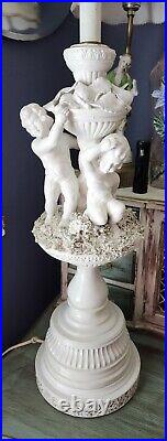 Tall Vintage Casa Pupo Lamp With 2 Cherubs And Ornate Details Rare Find! MCM BIG