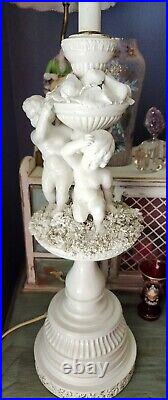 Tall Vintage Casa Pupo Lamp With 2 Cherubs And Ornate Details Rare Find! MCM BIG