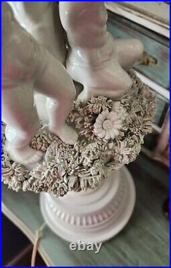 Tall Vintage Casa Pupo Lamp With 2 Cherubs And Ornate Details Rare Find! MCM BIG