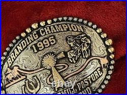 Trophy Rodeo Champion Belt Buckle? 1995? Pro Calf Roper? Big Bend Of Texas? Rare? 588