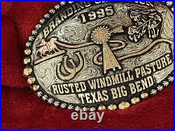 Trophy Rodeo Champion Belt Buckle? 1995? Pro Calf Roper? Big Bend Of Texas? Rare? 588