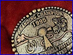 Trophy Rodeo Champion Belt Buckle? 1995? Pro Calf Roper? Big Bend Of Texas? Rare? 588