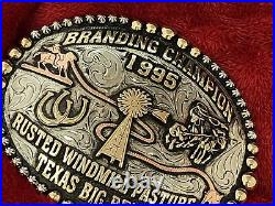 Trophy Rodeo Champion Belt Buckle? 1995? Pro Calf Roper? Big Bend Of Texas? Rare? 588