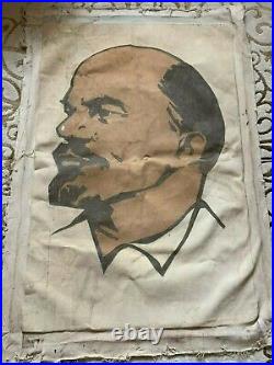 USSR Banner of Lenin Soviet Rare Big Picture LENIN 96x130 Lenin Portrait