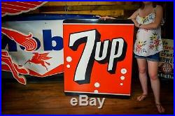 VERY RARE Mint Porcelain 7UP soda Pop sign BIG General store Gas Station Advert