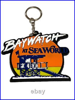 VINTAGE Rare NOS BAYWATCH AT SEAWORLD BIG Rubber Keyring Y2K ADVERTISEMENT HTF