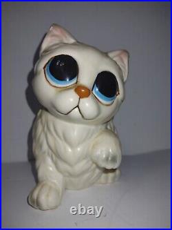 Very Rare 1968 Lefton #h1422 Sad Eyed Cat Planterbig Eye Gig Pity Kittyjapan