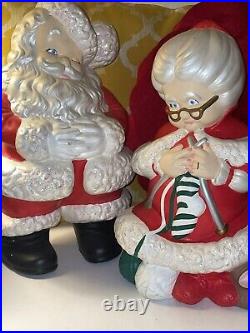 Very Rare Big Mr & Mrs Santa Claus Set! Custom Finish Design