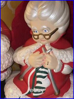 Very Rare Big Mr & Mrs Santa Claus Set! Custom Finish Design