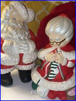 Very Rare Big Mr & Mrs Santa Claus Set! Custom Finish Design