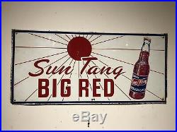 Vintage 1940s Sun Tang Big Red Soda Advertising Sign Rare Soda Pop Brand