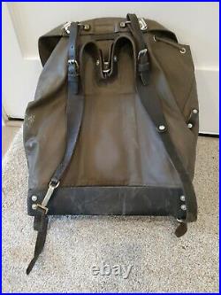 Vintage 1980 Swiss Army Military Rubberized Waterproof Leather Big Backpack Rare