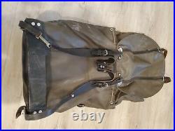 Vintage 1980 Swiss Army Military Rubberized Waterproof Leather Big Backpack Rare