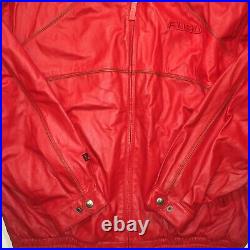 Vintage 90s FUBU Collection Big Stitched Logo Red Leather Jacket RARE XXL 2XL