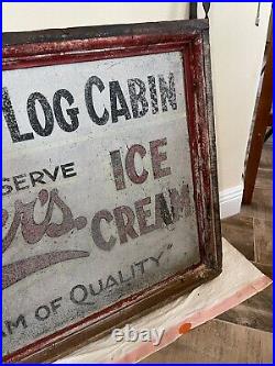 Vintage Antique Wood Metal Painted Ice Cream Sign Rare Big Double Sided Maybrook