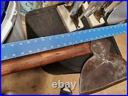 Vintage Broad Head Axe Original Wood Handle -HUGE Blade RARE BIG axe bushcraft