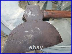 Vintage Broad Head Axe Original Wood Handle -HUGE Blade RARE BIG axe bushcraft