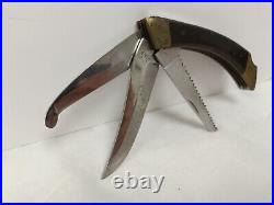 Vintage Browning 3318F3 Big Game Knife 3 Blade Folding Knife Japan Rare