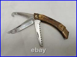 Vintage Browning Japan 524 Big Game II Stag 3 Blade Knife Rare