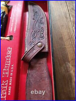 Vintage Case XX Kodiak Hunter Hunting Knife & Scabbard with Box 6 Dot SS RARE