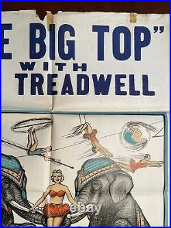 Vintage Circus POSTER RARE THE BIG TOP CIRCUS W BILL TREADWELL ELEPHANTS