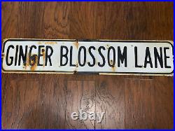 Vintage Ginger Blossom Big Island Hawaii Porcelain Ocean View Street Sign Rare