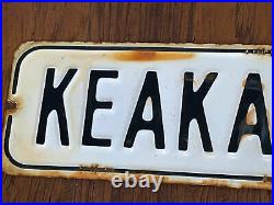 Vintage Keaka Parkway Big Island Hawaii Porcelain Ocean View Street Sign Rare