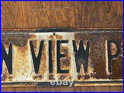 Vintage Ocean View Pkwy Big Island Hawaii Porcelain Ocean View Street Sign Rare