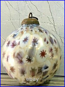 Vintage Old Original Rare Decorative Big Round Glass Christmas Kugel / Ornament