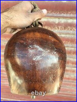 Vintage Old Rare Handmade Big Size Decorative 1876 Mark Cow Tin Bell Collectible