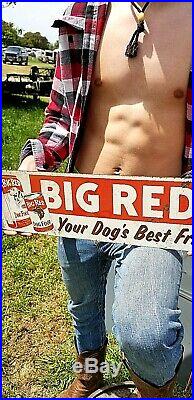 Vintage Rare Metal Big Red Dog Food Sign With GR8 Graphic 22X6 NICE