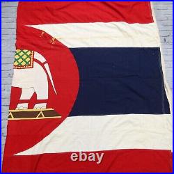 Vintage Rare Siam Navy Cotton Flag 9x6 Ft Big Huge Kingdom of Thailand