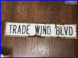 Vintage Trade Wind Blvd Big Island Hawaii Porcelain Ocean View Street Sign Rare