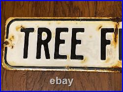 Vintage Tree Fern Lane Big Island Hawaii Porcelain Ocean View Street Sign Rare