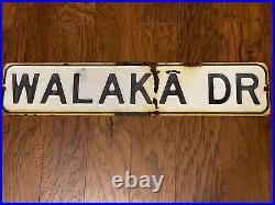 Vintage Walaka Dr Big Island Hawaii Porcelain Ocean View Street Sign Rare