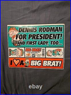 Vintage rare scarce bumper stickers, dennis rodman, big brat. 1996. 4 In 1